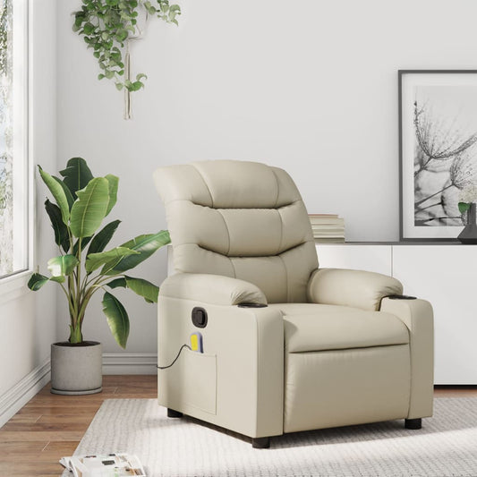 Massagestoel van kunstleer in crèmekleur is nu te koop bij PeponiXL, paradijselijk wonen!