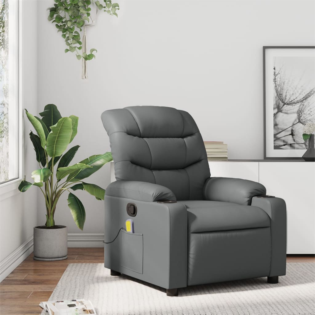 Massagestoel van grijs kunstleer is nu te koop bij PeponiXL, paradijselijk wonen!