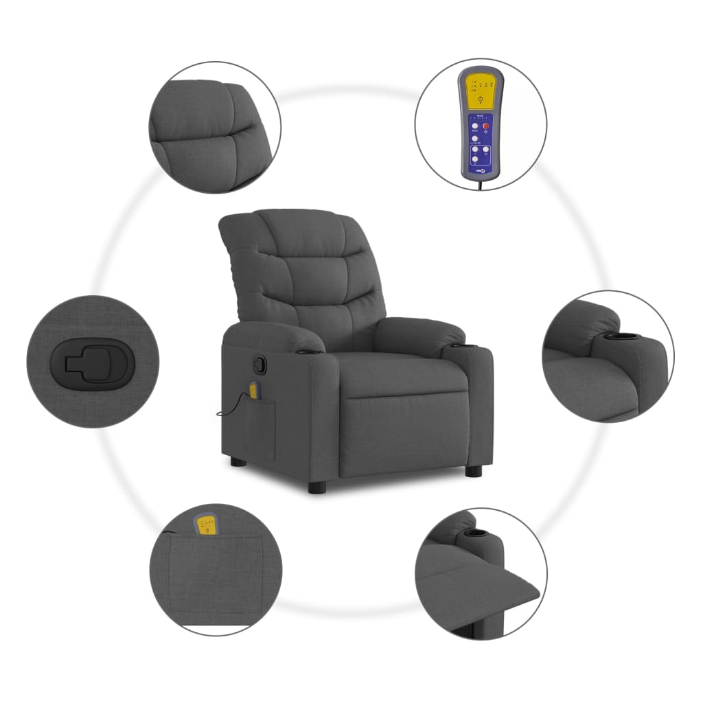Massagestoel in donkergrijze stof is nu te koop bij PeponiXL, paradijselijk wonen!