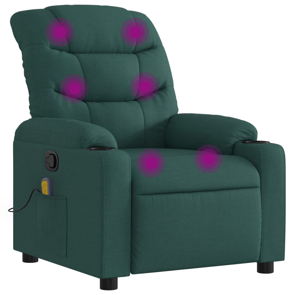 Massagestoel met donkergroene stof is nu te koop bij PeponiXL, paradijselijk wonen!