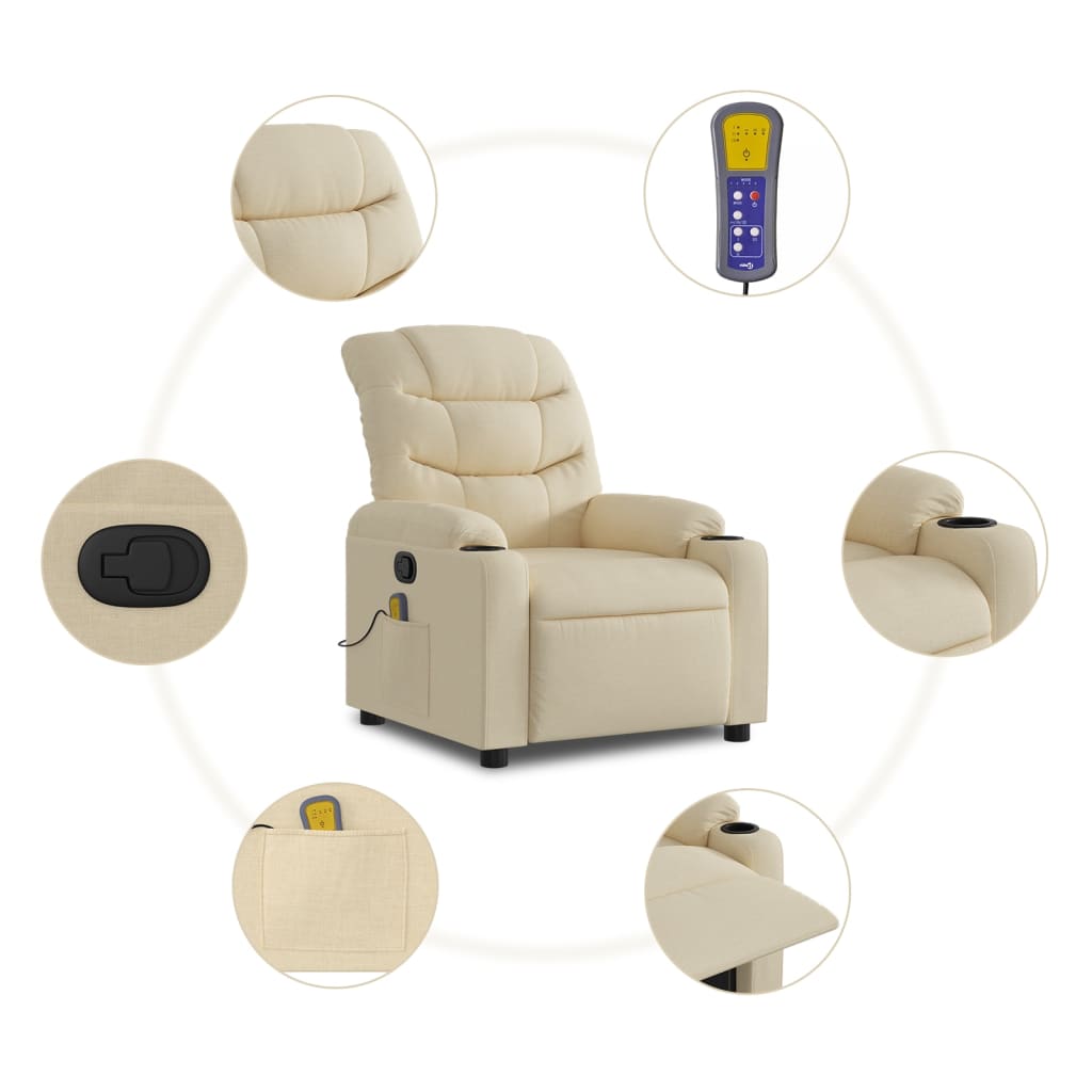 Massagestoel met crèmekleurige stof is nu te koop bij PeponiXL, paradijselijk wonen!
