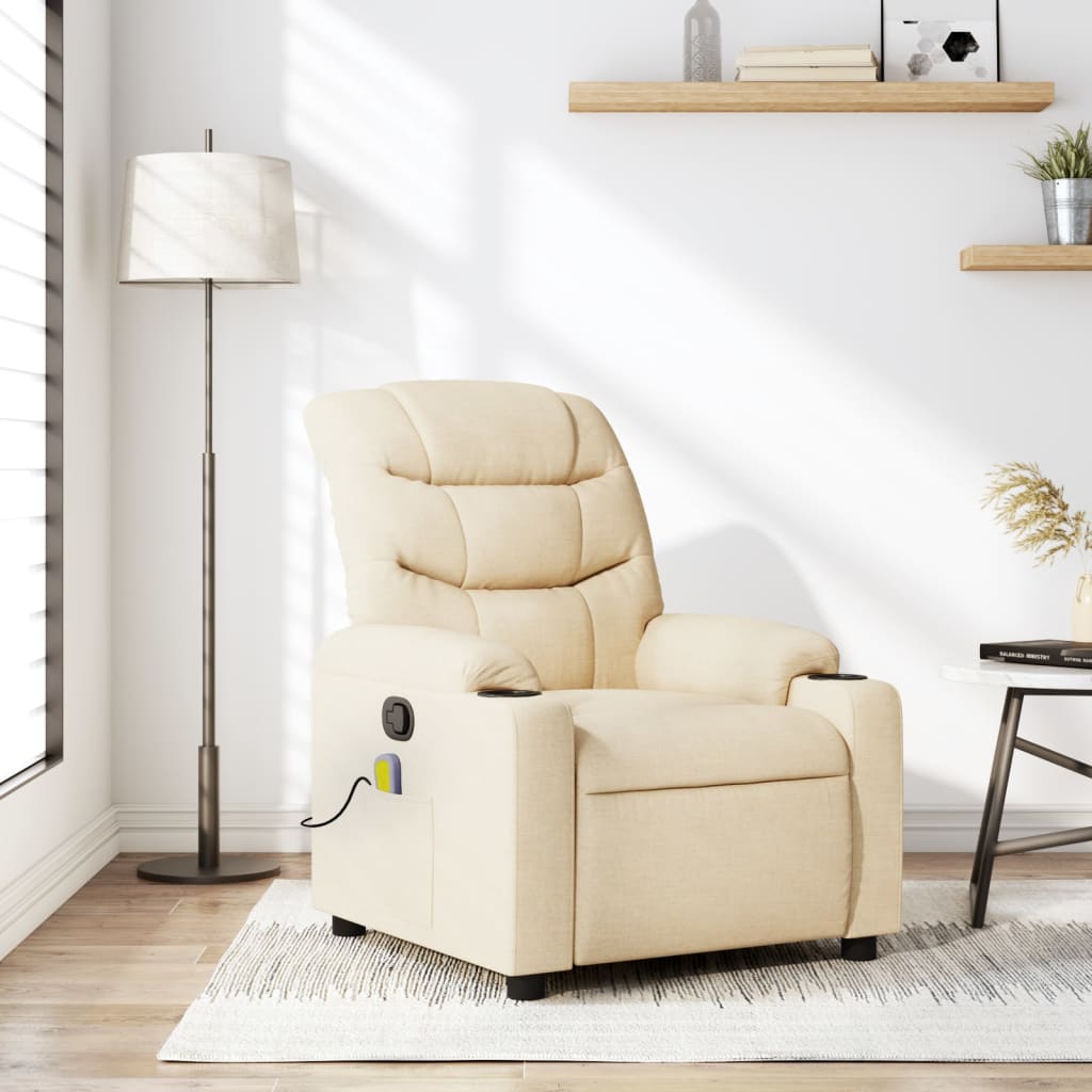 Massagestoel met crèmekleurige stof is nu te koop bij PeponiXL, paradijselijk wonen!