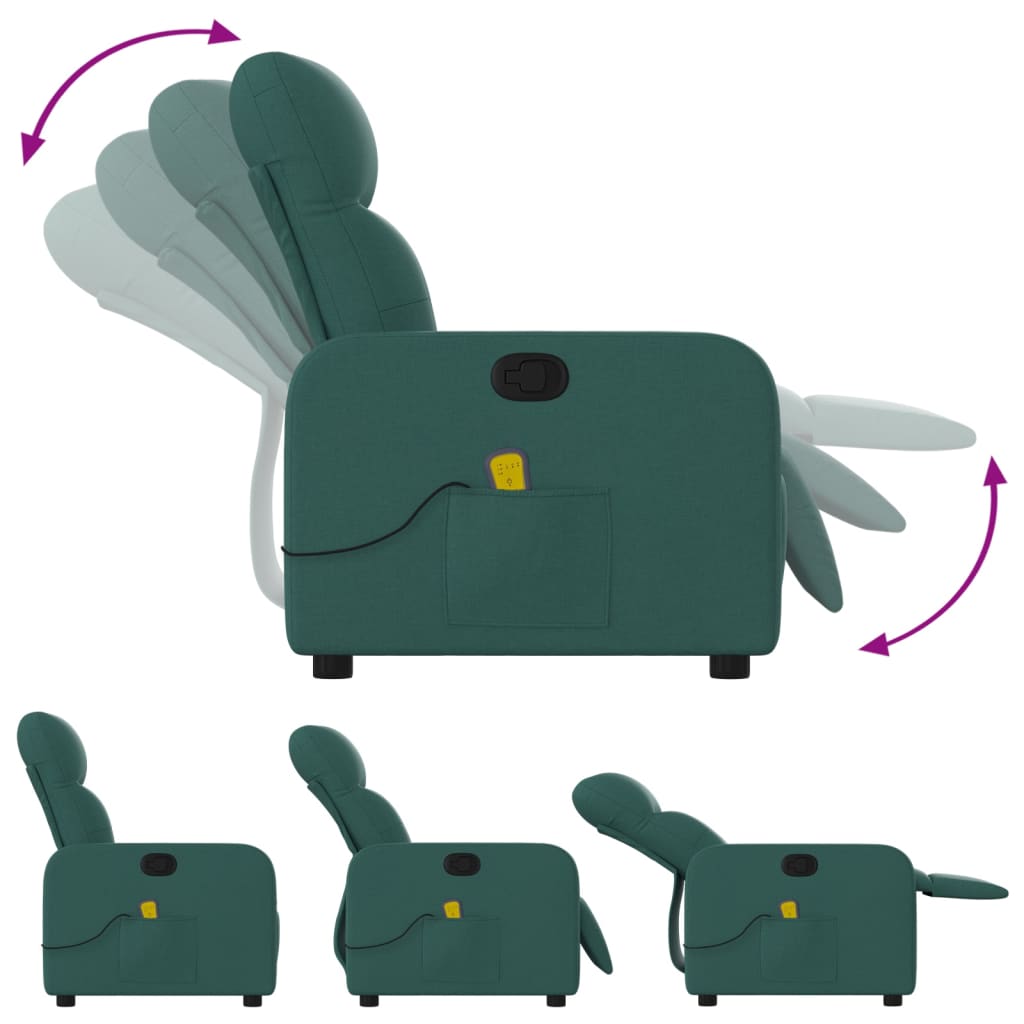 Massagestoel met donkergroene stof is nu te koop bij PeponiXL, paradijselijk wonen!