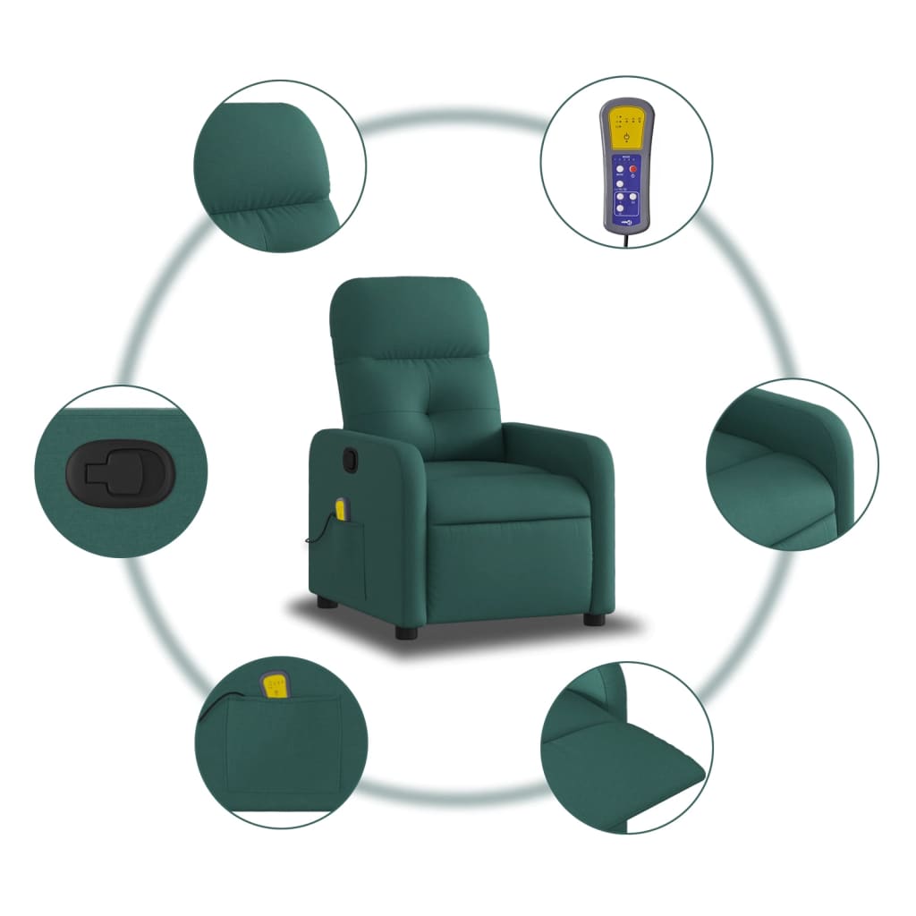 Massagestoel met donkergroene stof is nu te koop bij PeponiXL, paradijselijk wonen!
