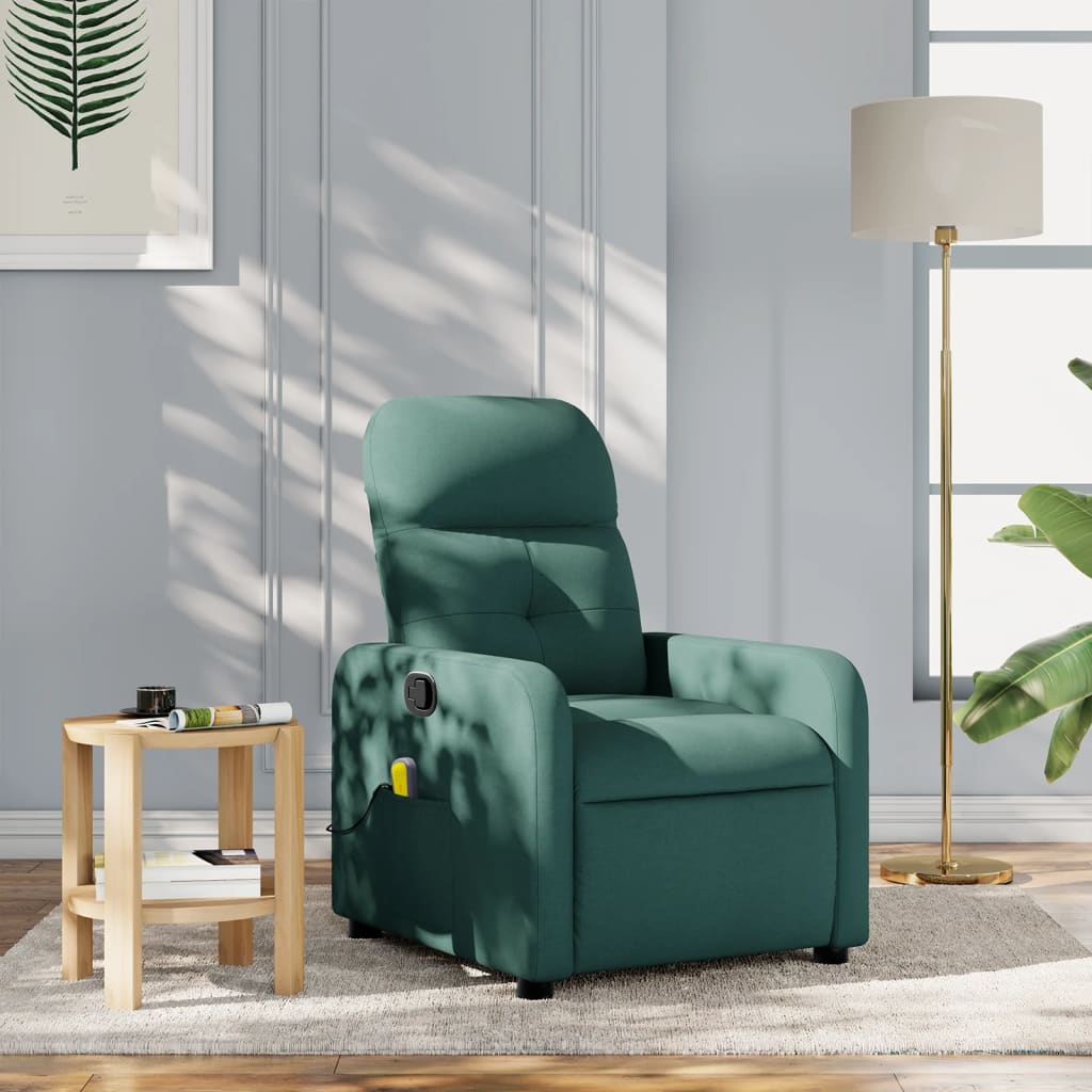 Massagestoel met donkergroene stof is nu te koop bij PeponiXL, paradijselijk wonen!