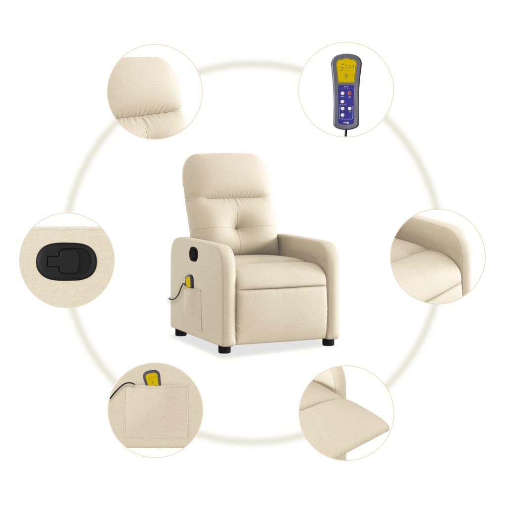Massagestoel met crèmekleurige stof is nu te koop bij PeponiXL, paradijselijk wonen!