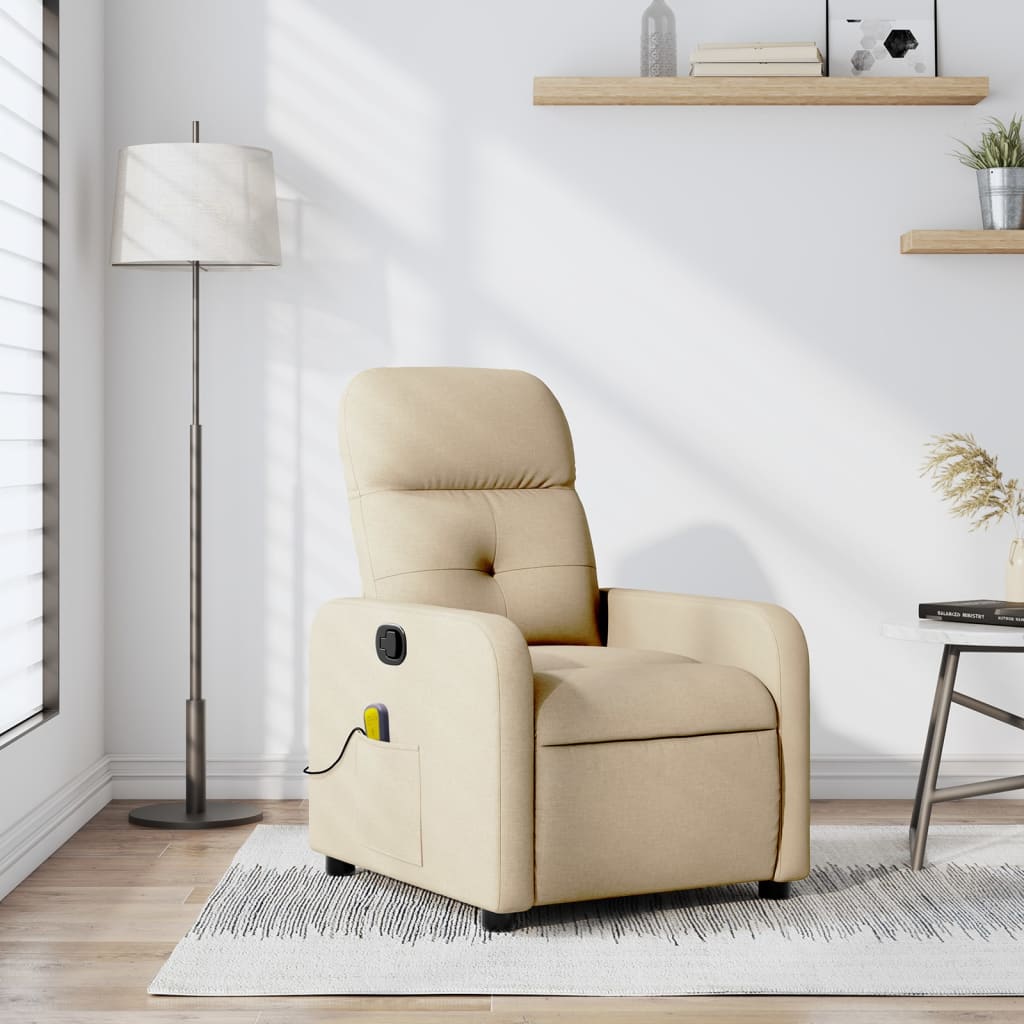 Massagestoel met crèmekleurige stof is nu te koop bij PeponiXL, paradijselijk wonen!