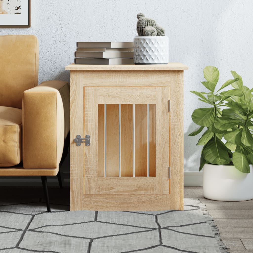 Hondenbench 55x75x65 cm bewerkt hout sonoma eikenkleurig is nu te koop bij PeponiXL, paradijselijk wonen!