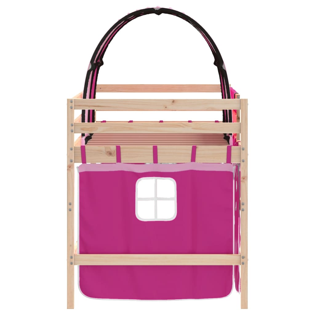 Kinderhoogslaper met tunnel 80x200 cm massief grenenhout roze is nu te koop bij PeponiXL, paradijselijk wonen!