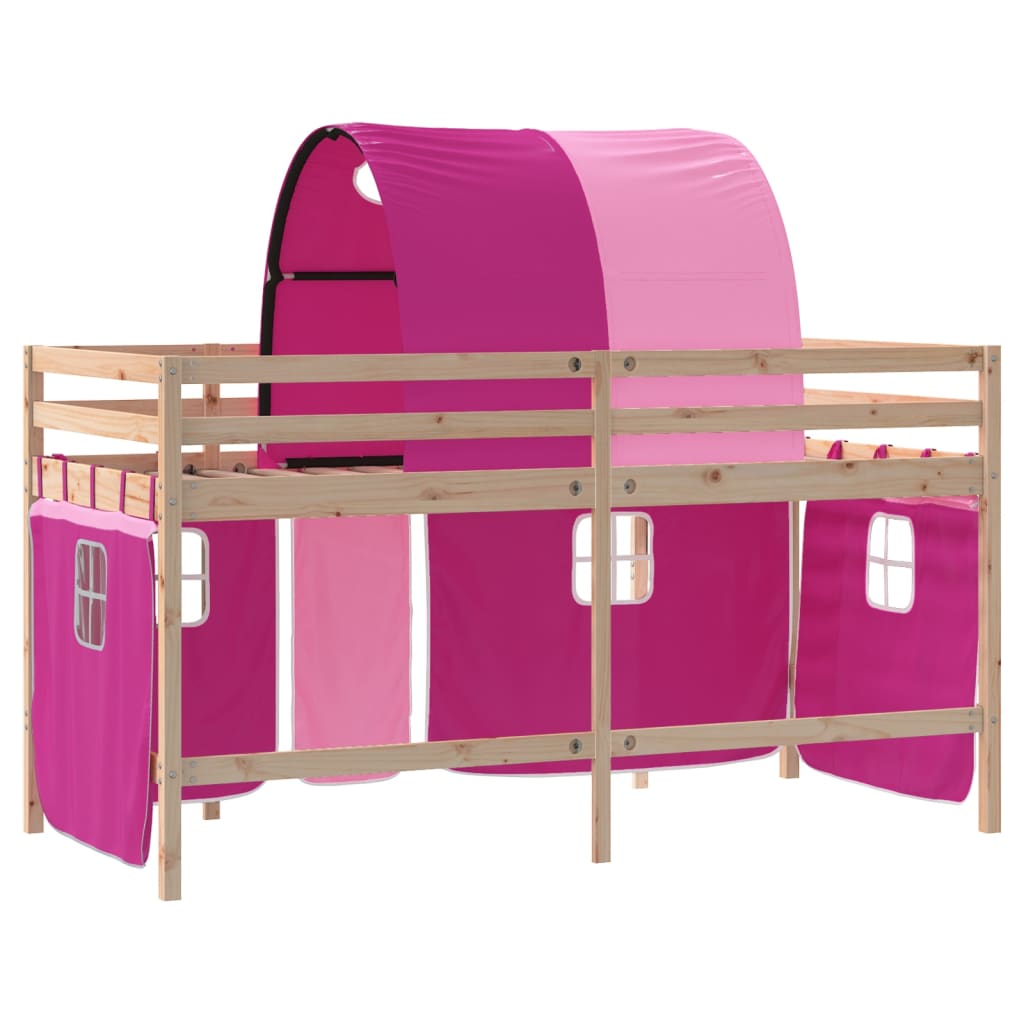 Kinderhoogslaper met tunnel 80x200 cm massief grenenhout roze is nu te koop bij PeponiXL, paradijselijk wonen!