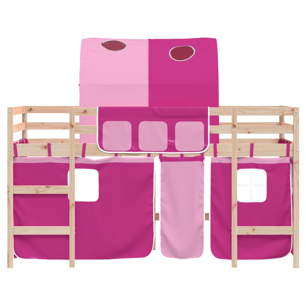 Kinderhoogslaper met tunnel 90x190 cm massief grenenhout roze is nu te koop bij PeponiXL, paradijselijk wonen!