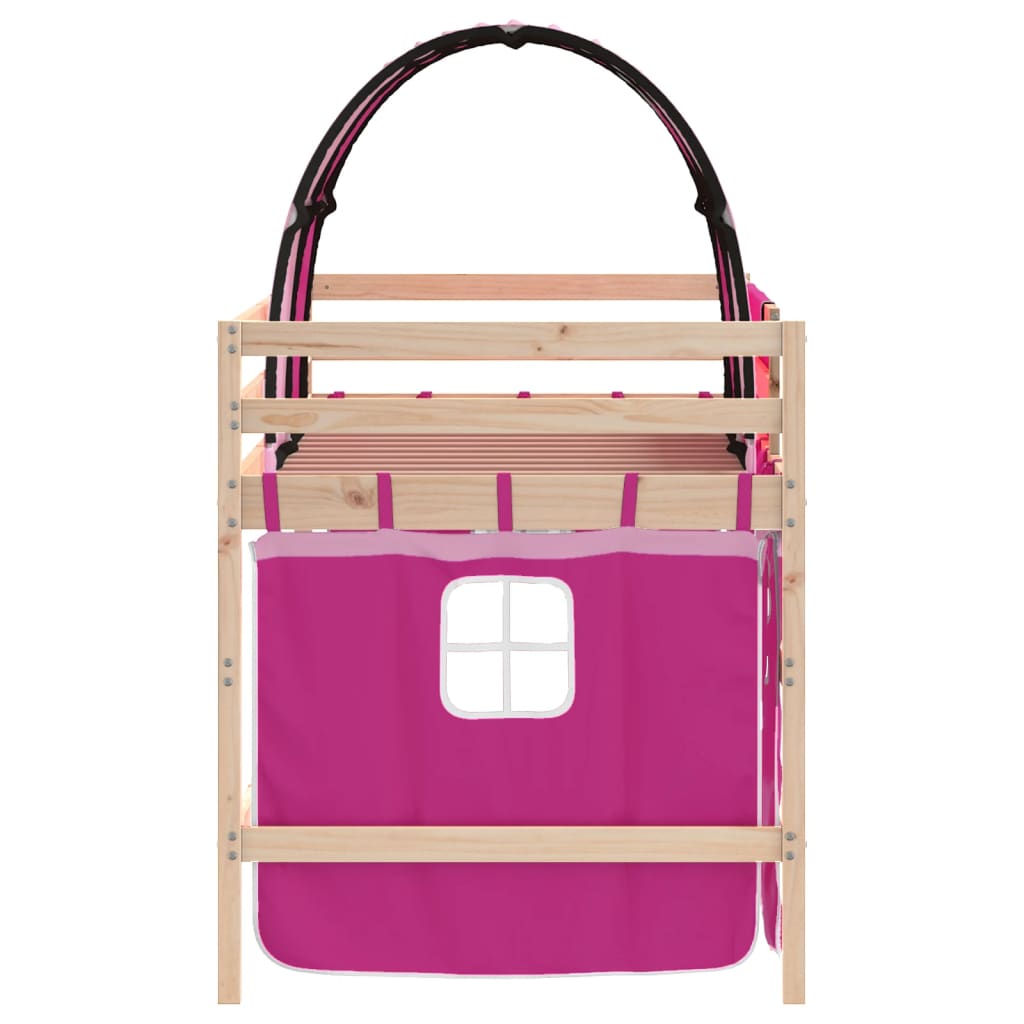 Kinderhoogslaper met tunnel 90x190 cm massief grenenhout roze is nu te koop bij PeponiXL, paradijselijk wonen!