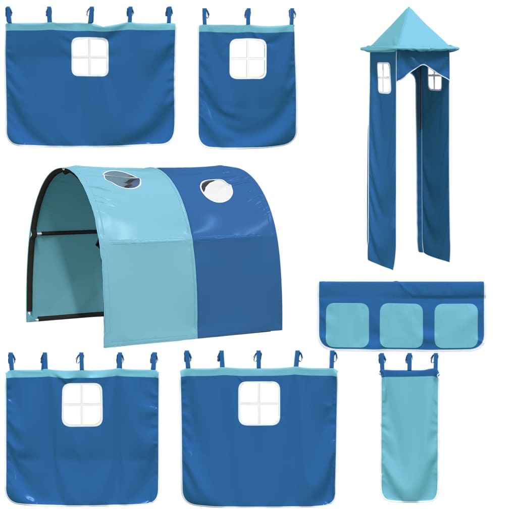 Kinderhoogslaper met toren 80x200 cm massief grenenhout blauw is nu te koop bij PeponiXL, paradijselijk wonen!