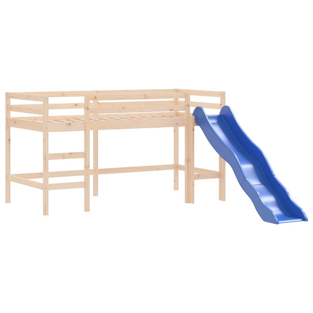 Kinderhoogslaper met toren 80x200 cm massief grenenhout blauw is nu te koop bij PeponiXL, paradijselijk wonen!