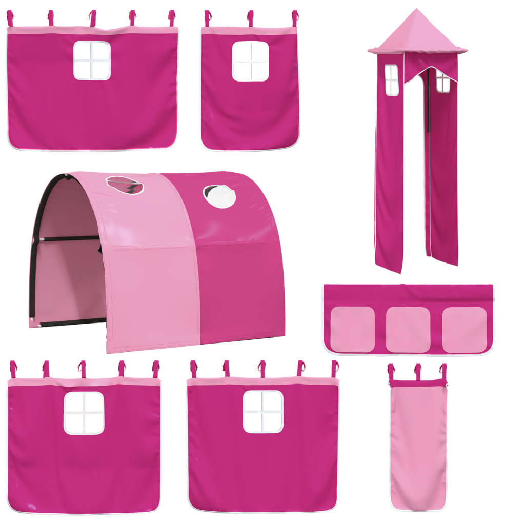 Kinderhoogslaper met toren 80x200 cm massief grenenhout roze is nu te koop bij PeponiXL, paradijselijk wonen!