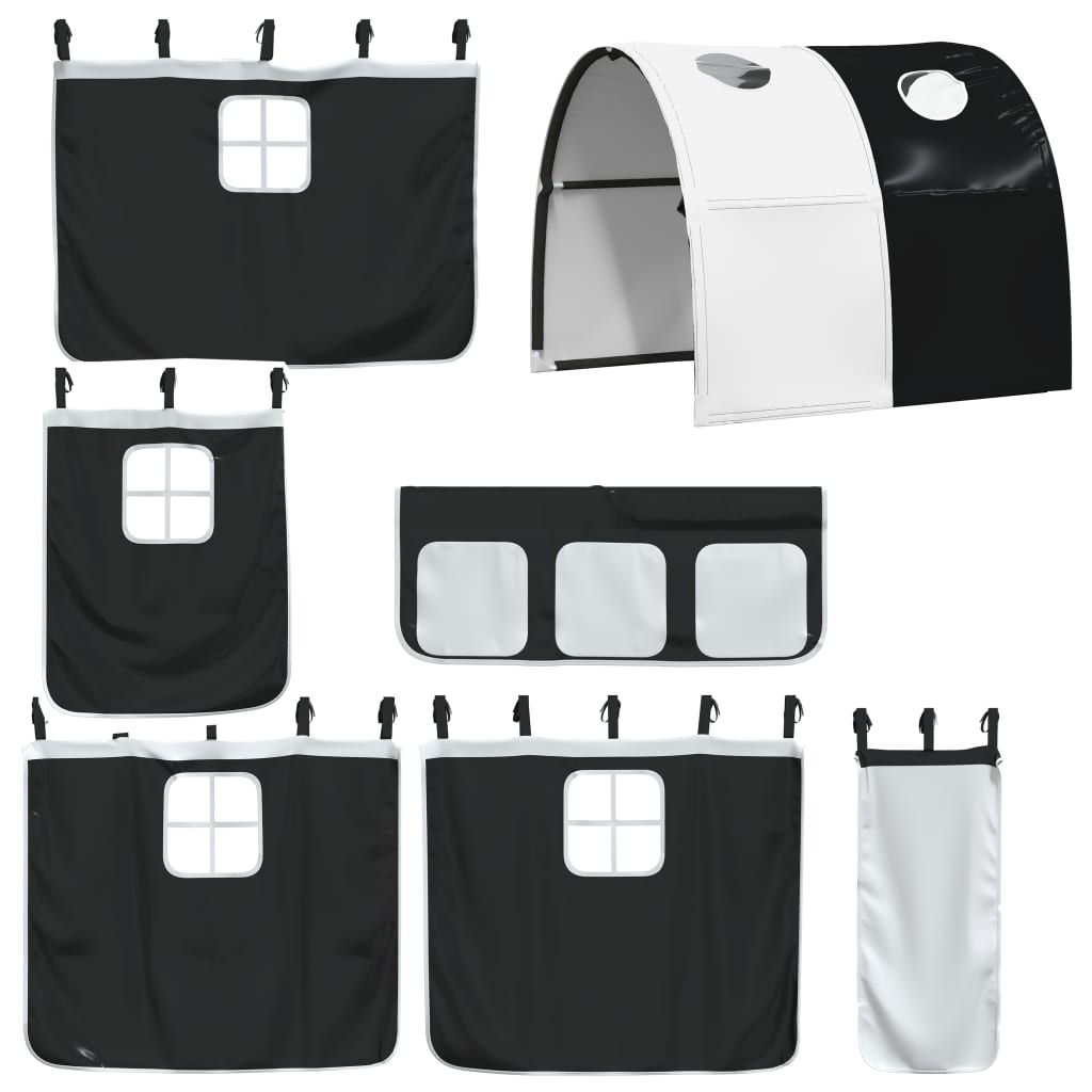 Gordijnen voor hoogslaper met tunnel polyester wit en zwart is nu te koop bij PeponiXL, paradijselijk wonen!