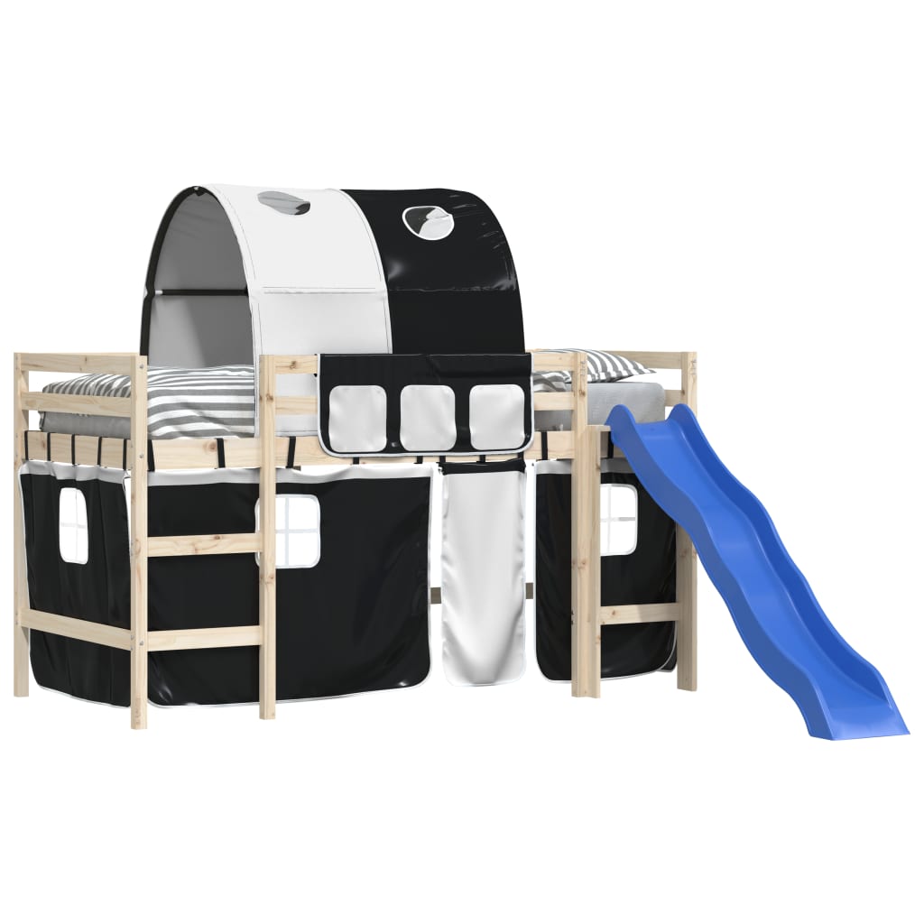 Gordijnen voor hoogslaper met tunnel polyester wit en zwart is nu te koop bij PeponiXL, paradijselijk wonen!
