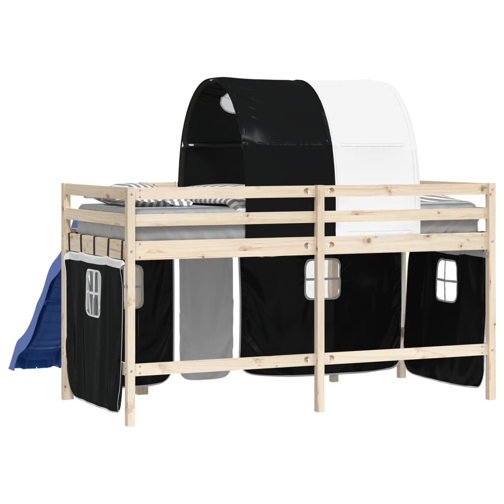 Gordijnen voor hoogslaper met tunnel polyester wit en zwart is nu te koop bij PeponiXL, paradijselijk wonen!