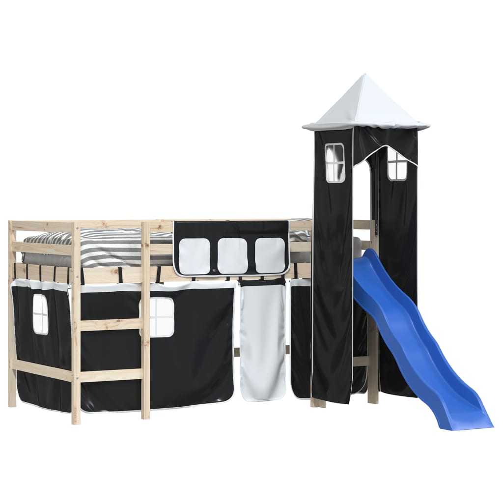 Gordijnen voor hoogslaper met toren polyester wit en zwart is nu te koop bij PeponiXL, paradijselijk wonen!