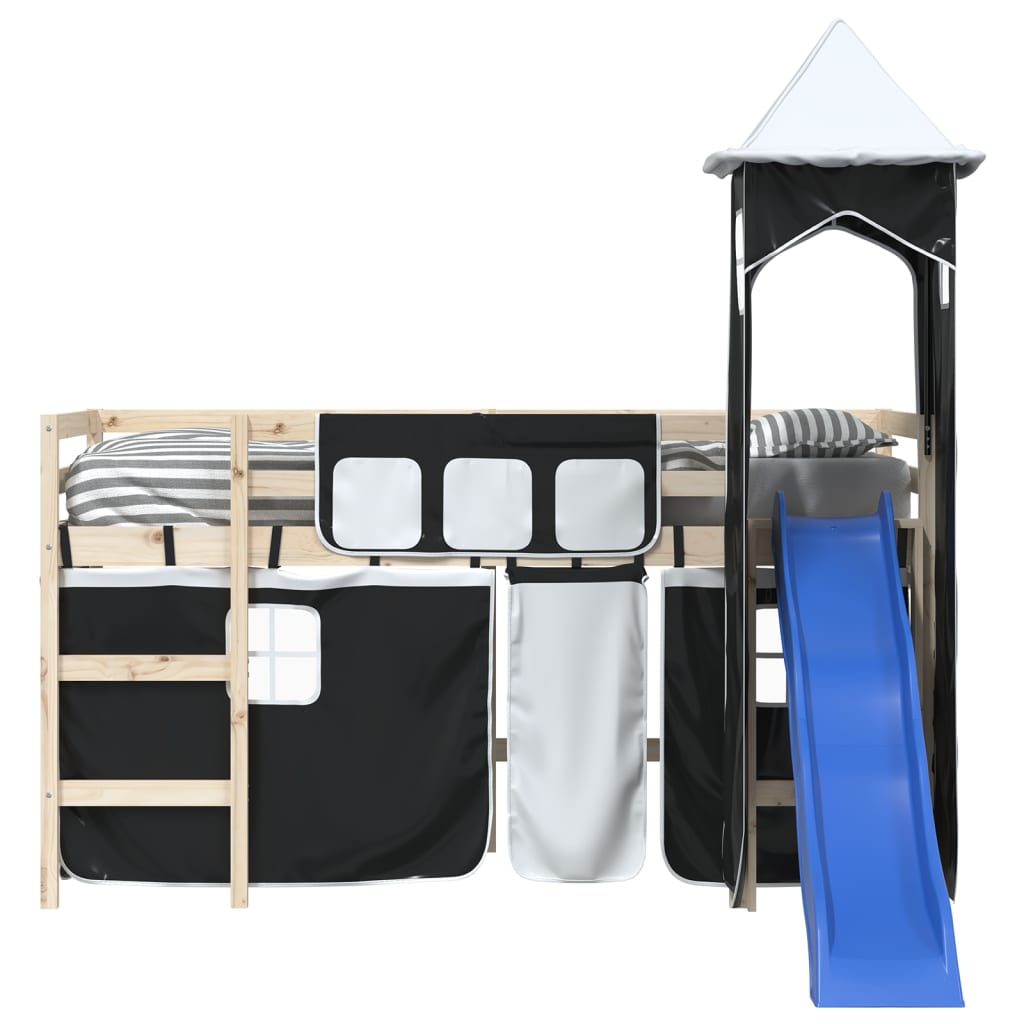 Gordijnen voor hoogslaper met toren polyester wit en zwart is nu te koop bij PeponiXL, paradijselijk wonen!