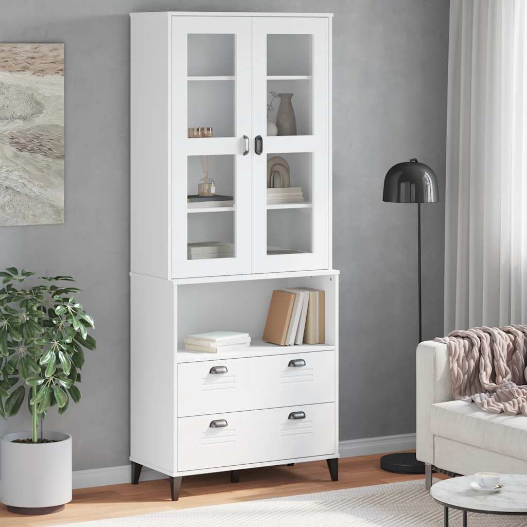 Hoge kast VIKEN 80x40x200 cm massief grenenhout wit is nu te koop bij PeponiXL, paradijselijk wonen!