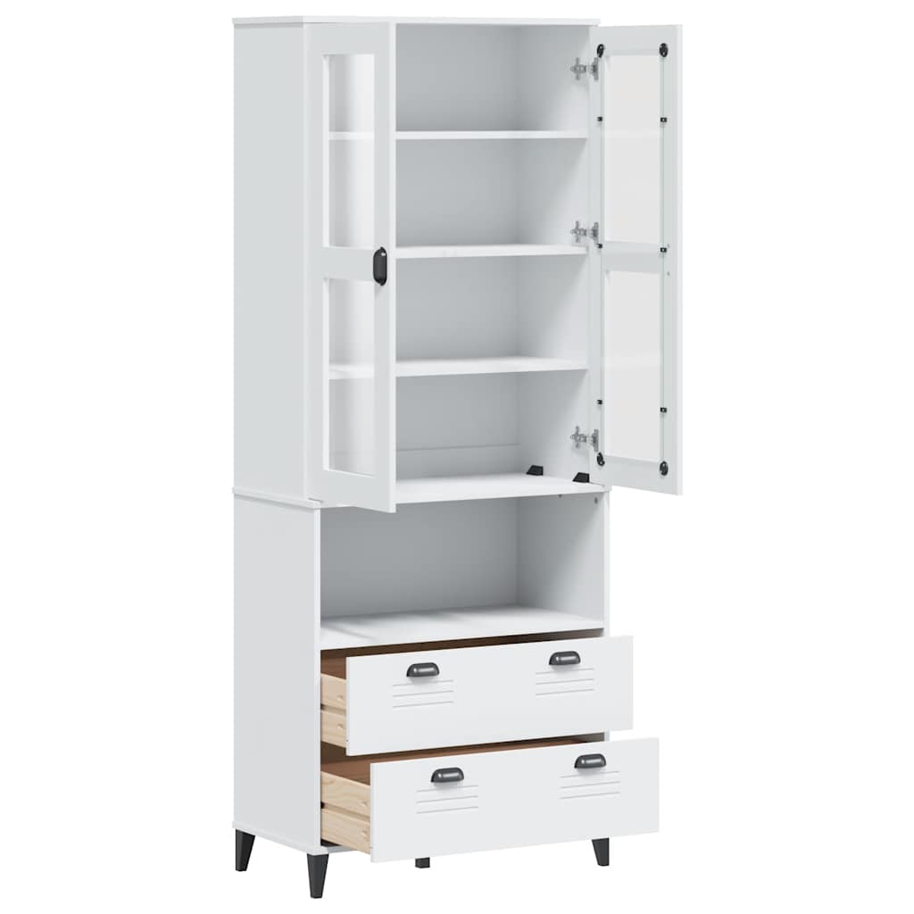Hoge kast VIKEN 80x40x200 cm massief grenenhout wit is nu te koop bij PeponiXL, paradijselijk wonen!