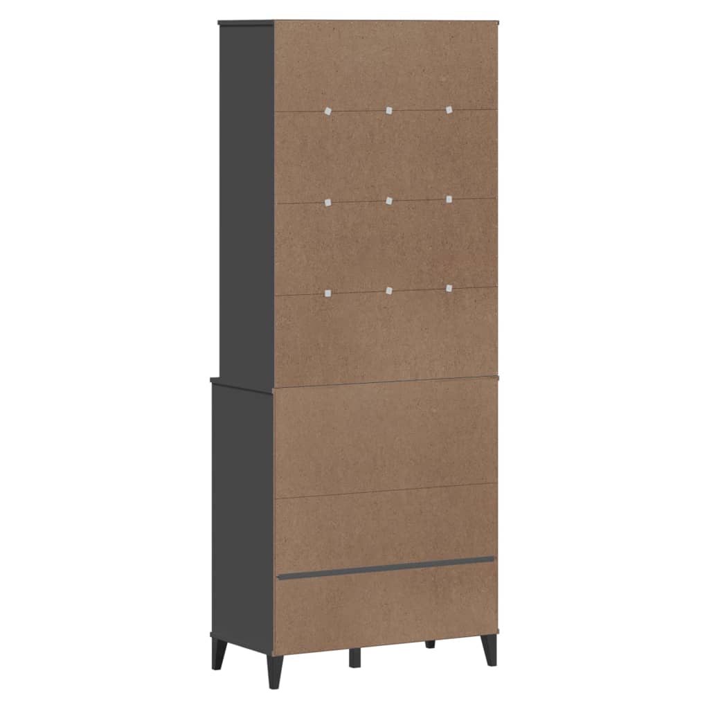 Hoge kast VIKEN 80x40x200 cm massief grenenhout antracietgrijs is nu te koop bij PeponiXL, paradijselijk wonen!