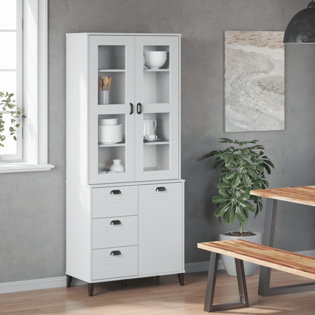 Hoge kast VIKEN 80x40x190 cm massief grenenhout wit is nu te koop bij PeponiXL, paradijselijk wonen!