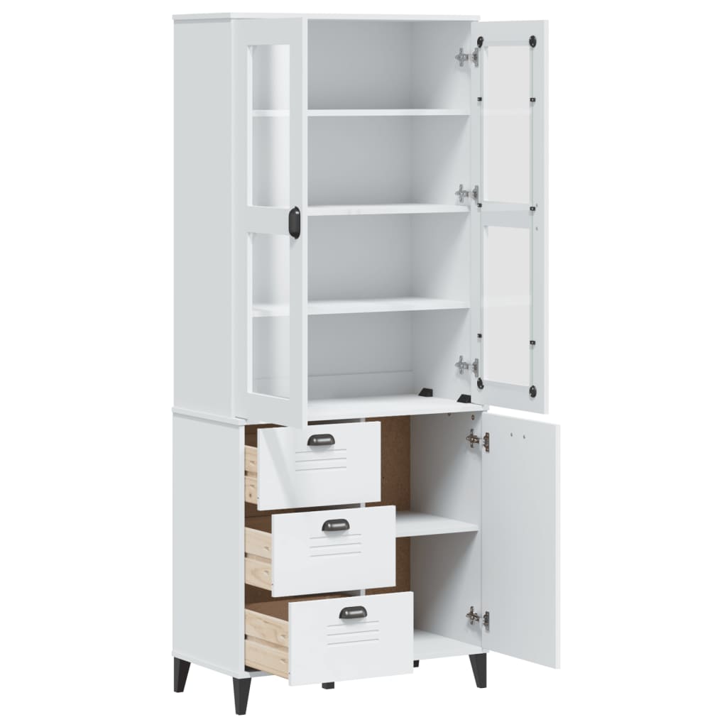 Hoge kast VIKEN 80x40x190 cm massief grenenhout wit is nu te koop bij PeponiXL, paradijselijk wonen!