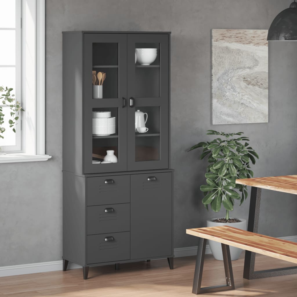 Hoge kast VIKEN 80x40x190 cm massief grenenhout antracietgrijs is nu te koop bij PeponiXL, paradijselijk wonen!