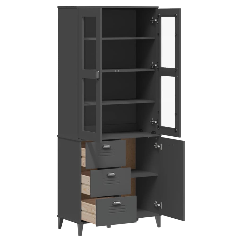 Hoge kast VIKEN 80x40x190 cm massief grenenhout antracietgrijs is nu te koop bij PeponiXL, paradijselijk wonen!
