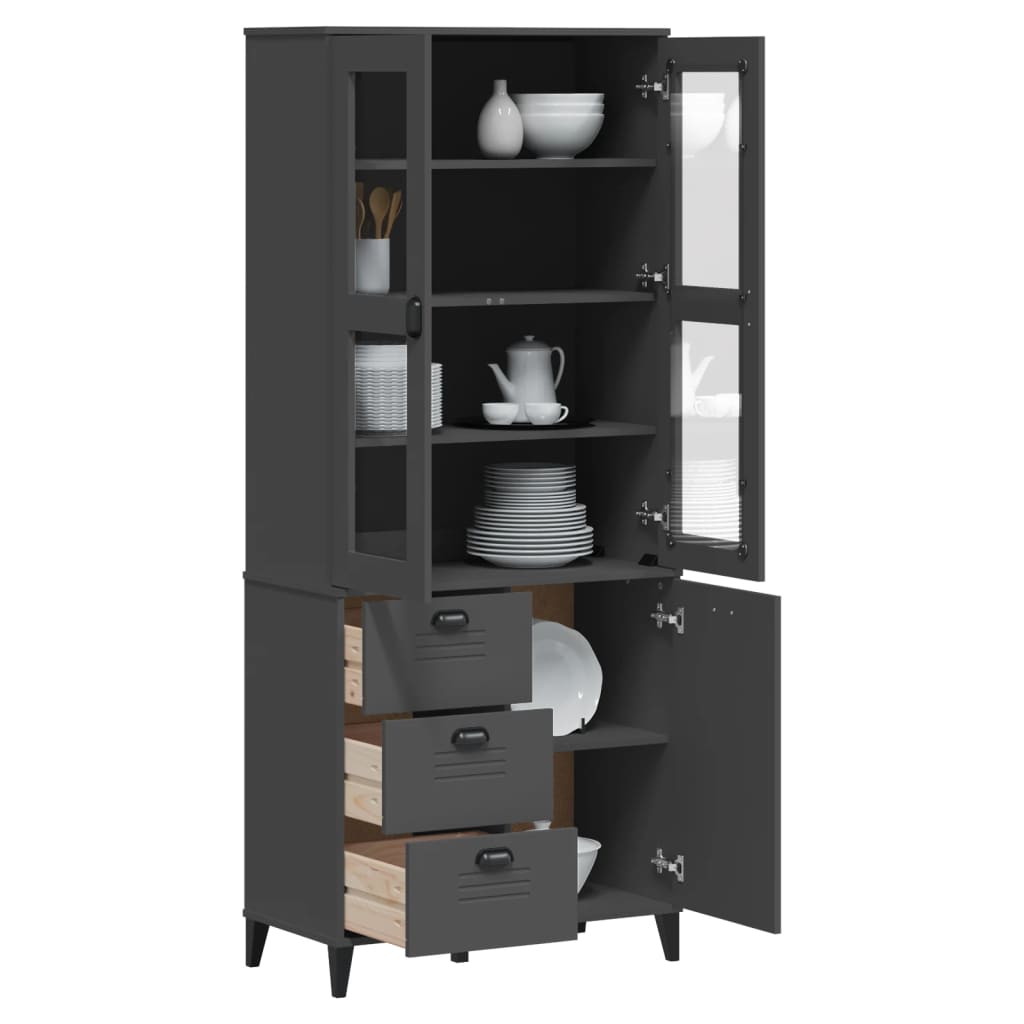 Hoge kast VIKEN 80x40x190 cm massief grenenhout antracietgrijs is nu te koop bij PeponiXL, paradijselijk wonen!