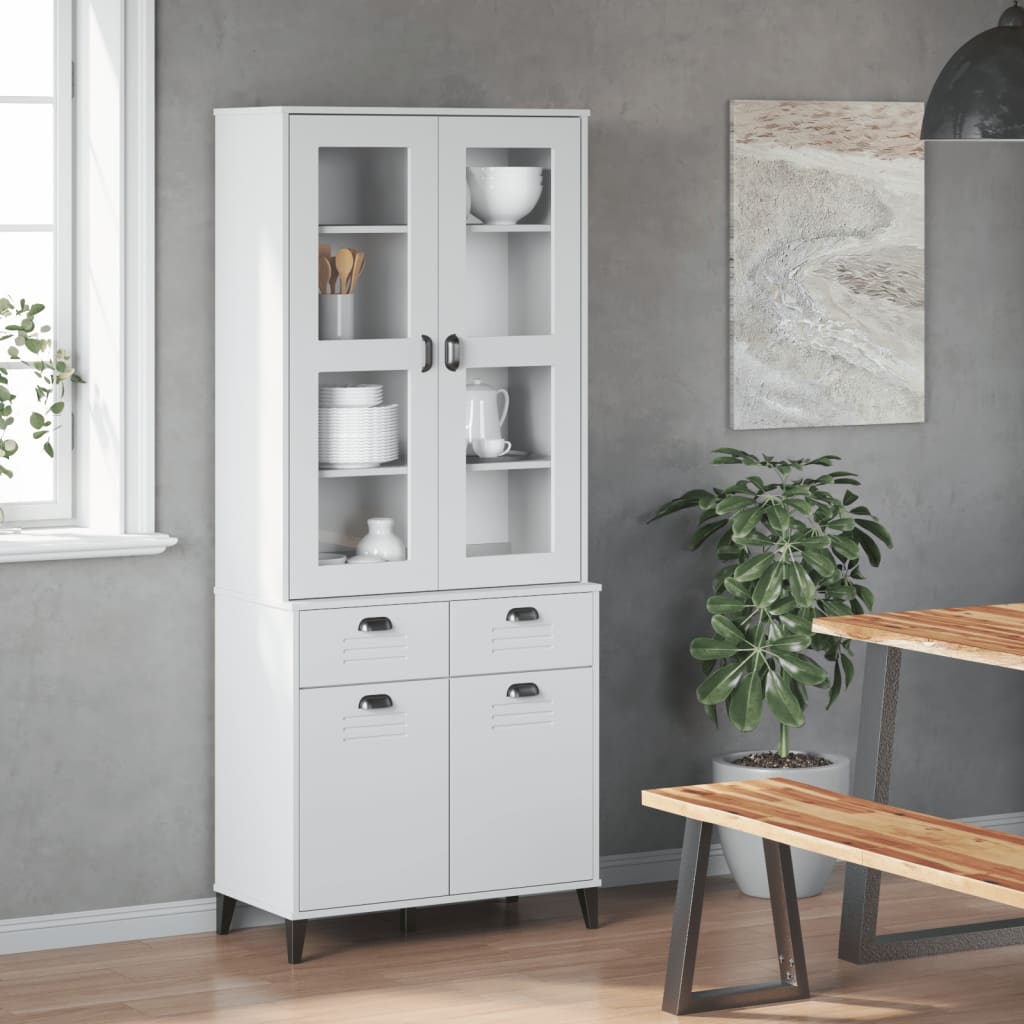 Hoge kast VIKEN 80x40x190 cm massief grenenhout wit is nu te koop bij PeponiXL, paradijselijk wonen!