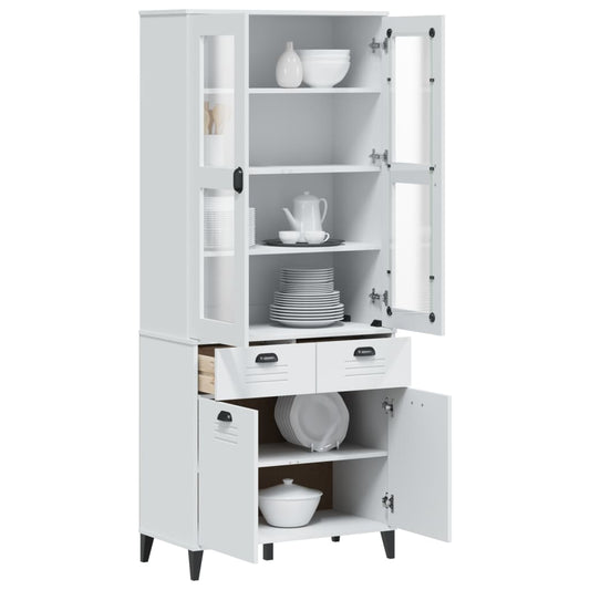 Hoge kast VIKEN 80x40x190 cm massief grenenhout wit is nu te koop bij PeponiXL, paradijselijk wonen!