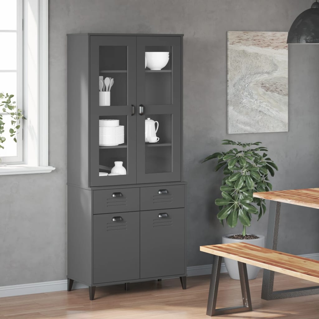 Hoge kast VIKEN 80x40x190 cm massief grenenhout antracietgrijs is nu te koop bij PeponiXL, paradijselijk wonen!