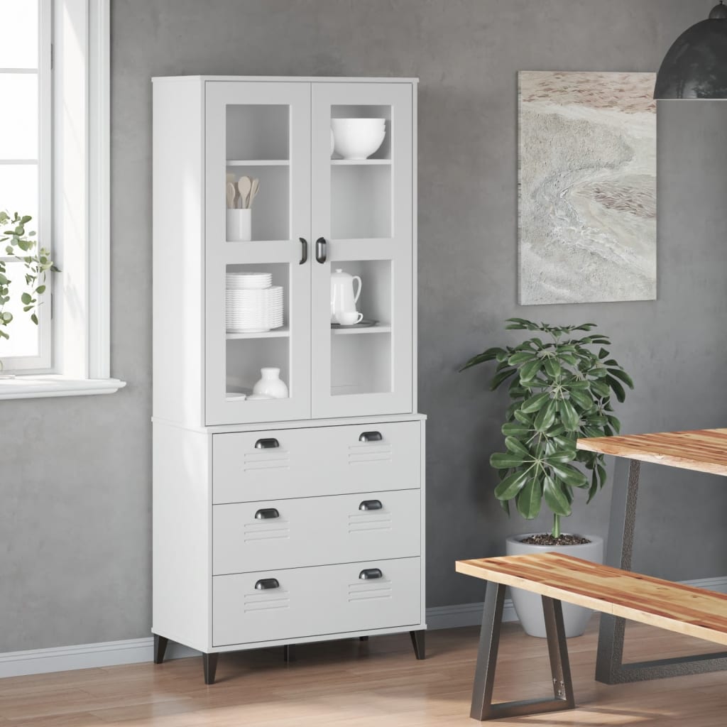 Hoge kast VIKEN 80x40x190 cm massief grenenhout wit is nu te koop bij PeponiXL, paradijselijk wonen!