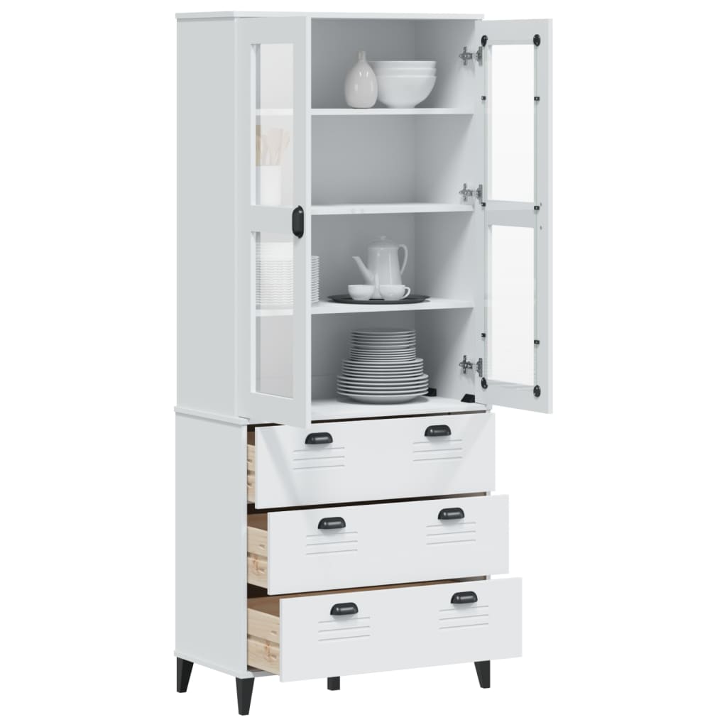 Hoge kast VIKEN 80x40x190 cm massief grenenhout wit is nu te koop bij PeponiXL, paradijselijk wonen!