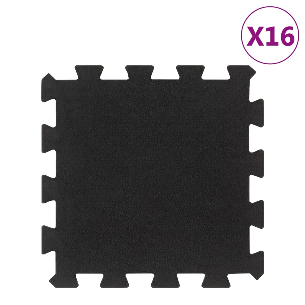 Rubbertegels 16 st 16 mm 30x30 cm zwart is nu te koop bij PeponiXL, paradijselijk wonen!