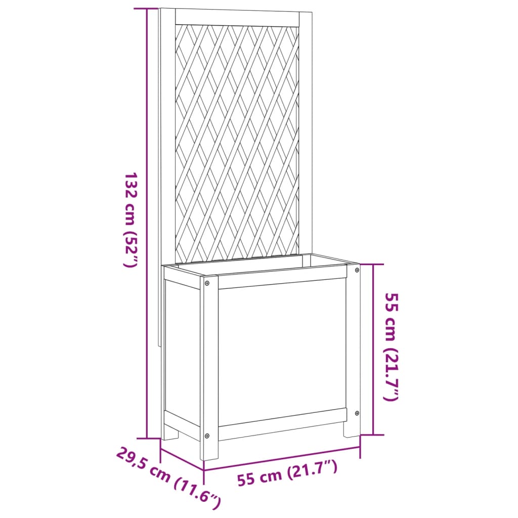 Plantenbak met latwerk 55x29,5x132 cm massief acaciahout is nu te koop bij PeponiXL, paradijselijk wonen!