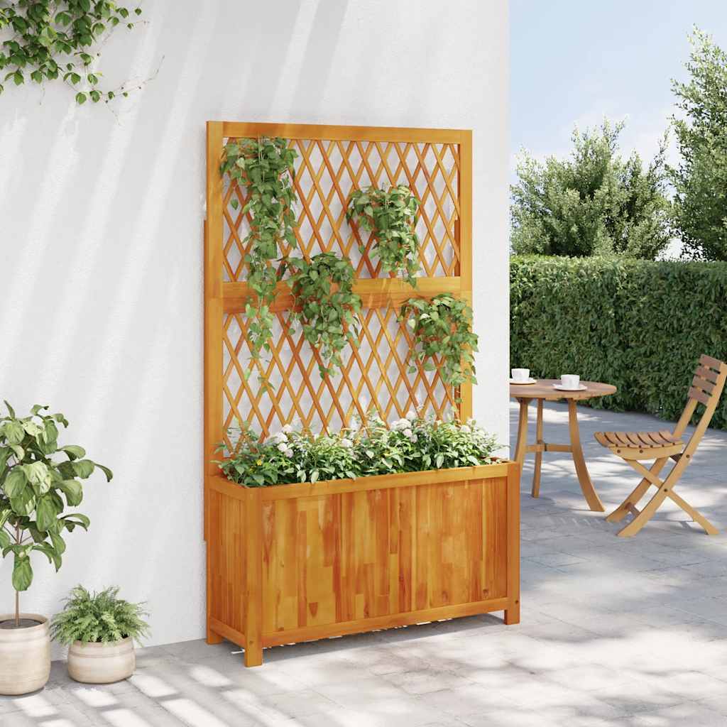 Plantenbak met latwerk 100x32x165 cm massief acaciahout is nu te koop bij PeponiXL, paradijselijk wonen!