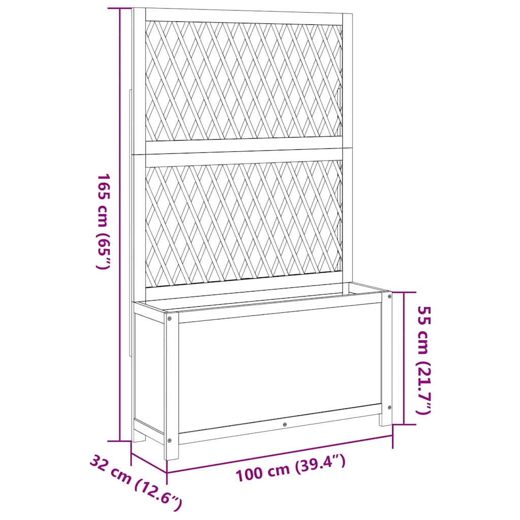 Plantenbak met latwerk 100x32x165 cm massief acaciahout is nu te koop bij PeponiXL, paradijselijk wonen!