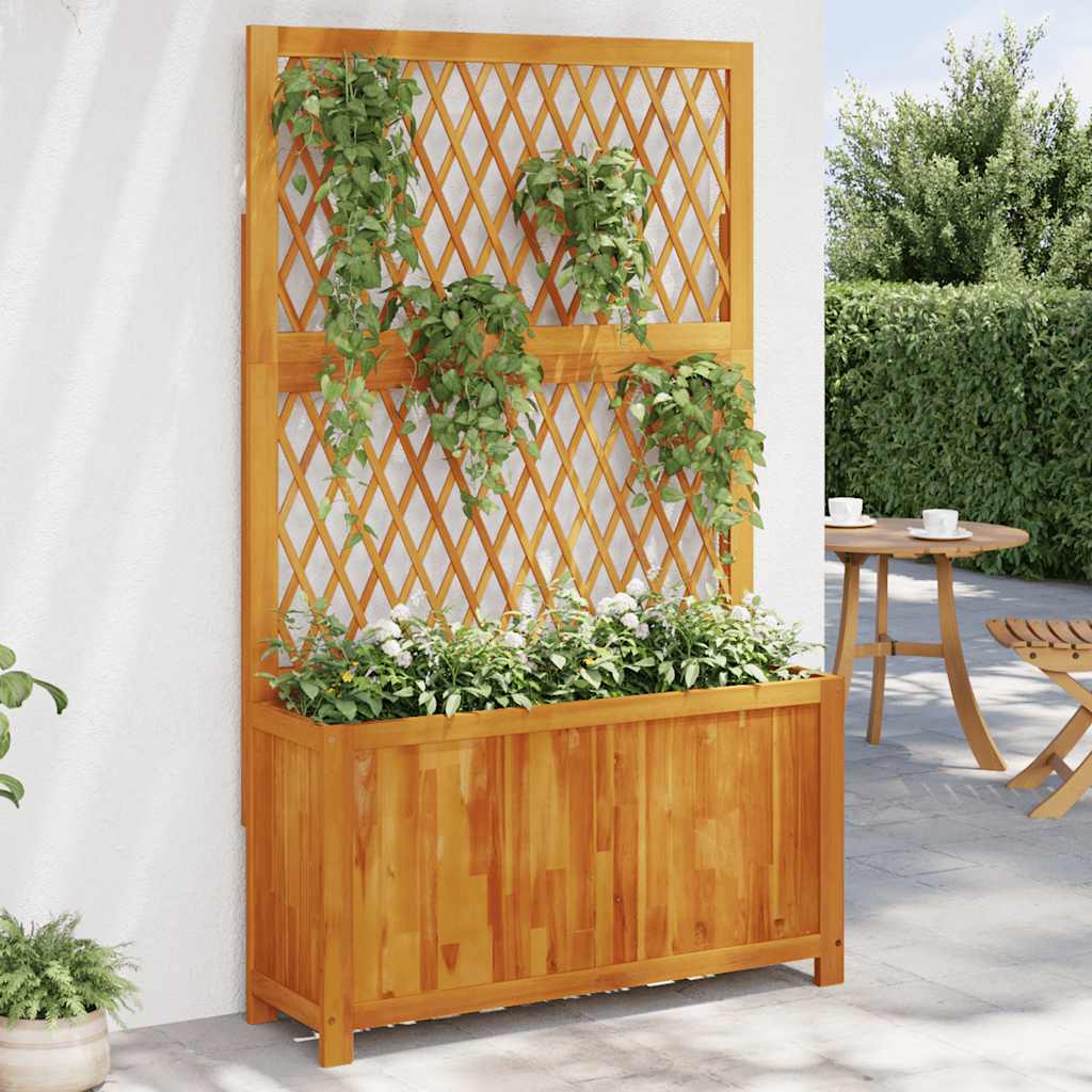 Plantenbak met latwerk 100x32x165 cm massief acaciahout is nu te koop bij PeponiXL, paradijselijk wonen!