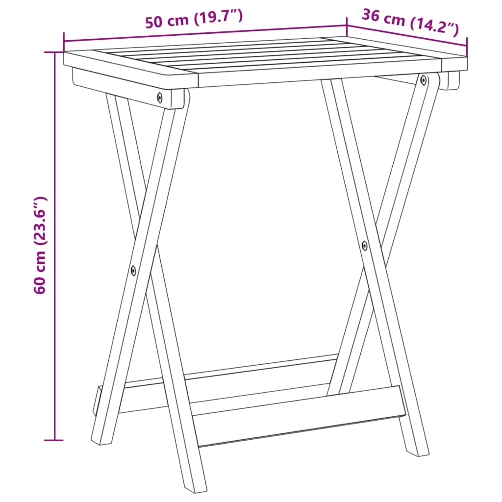 Tuintafel inklapbaar 50x36x60 cm massief acaciahout is nu te koop bij PeponiXL, paradijselijk wonen!