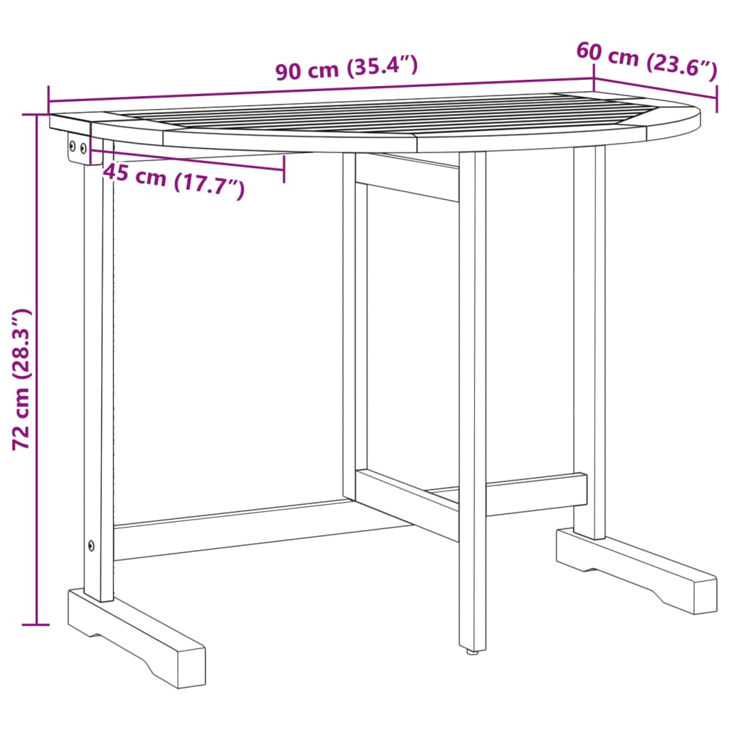Balkontafel inklapbaar 90x60x72 cm massief acaciahout is nu te koop bij PeponiXL, paradijselijk wonen!