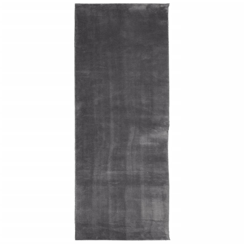 Vloerkleed HUARTE laagpolig zacht wasbaar 80x200 cm antraciet is nu te koop bij PeponiXL, paradijselijk wonen!