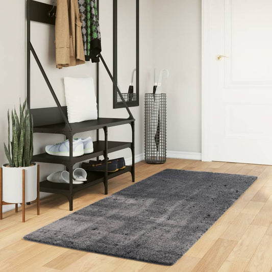 Vloerkleed HUARTE laagpolig zacht wasbaar 80x200 cm antraciet is nu te koop bij PeponiXL, paradijselijk wonen!