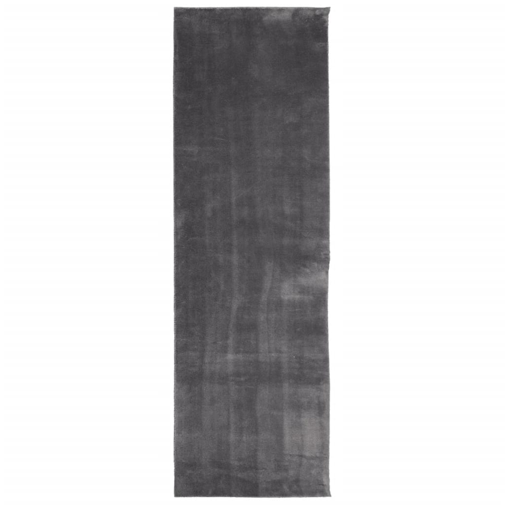 Vloerkleed HUARTE laagpolig zacht wasbaar 80x250 cm antraciet is nu te koop bij PeponiXL, paradijselijk wonen!