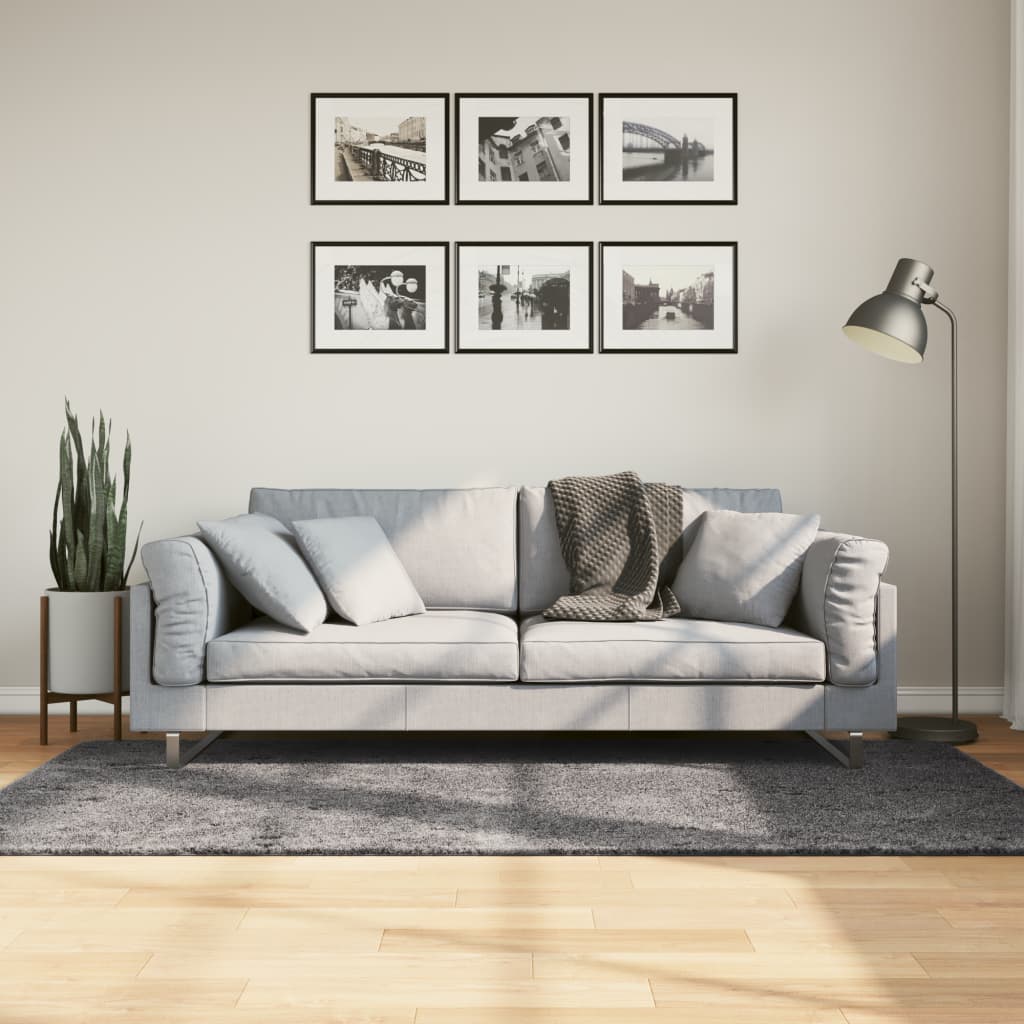 Vloerkleed HUARTE laagpolig zacht wasbaar 100x200 cm antraciet is nu te koop bij PeponiXL, paradijselijk wonen!