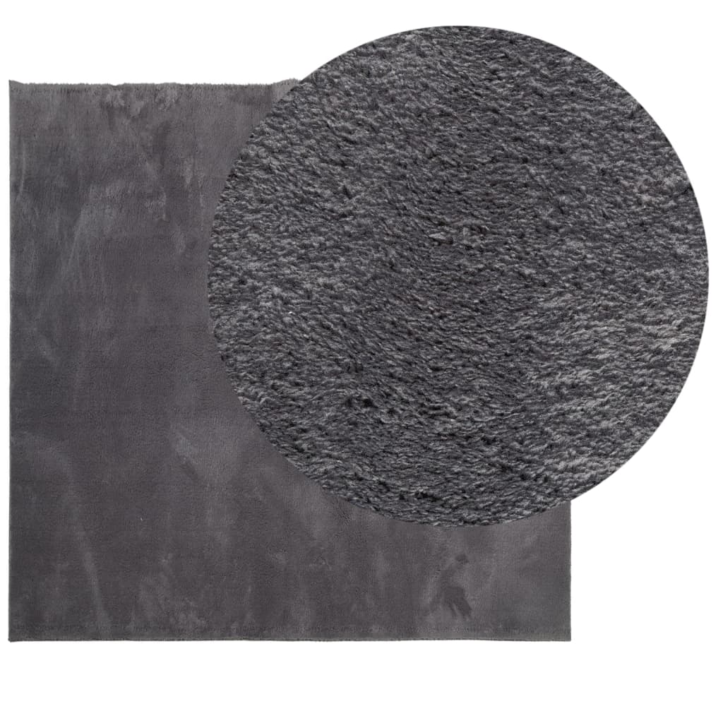 Vloerkleed HUARTE laagpolig zacht wasbaar 240x240 cm antraciet is nu te koop bij PeponiXL, paradijselijk wonen!