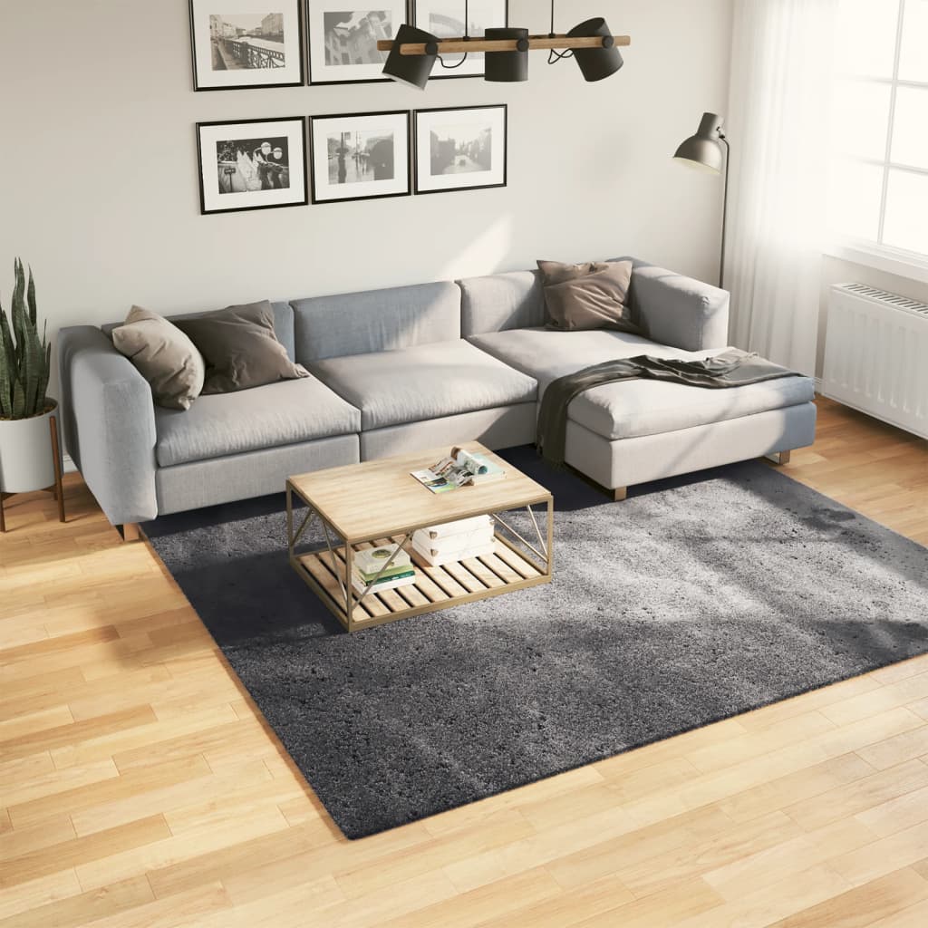 Vloerkleed HUARTE laagpolig zacht wasbaar 240x240 cm antraciet is nu te koop bij PeponiXL, paradijselijk wonen!